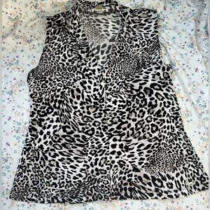 Calvin Klein Black and White Leopard Print Blouse